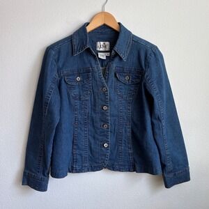 LAL Live a Little Vintage Medium Wash y2K Denim Trucker Jacket Blue Size M